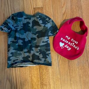 My First Valentines Bib and Camo shirt